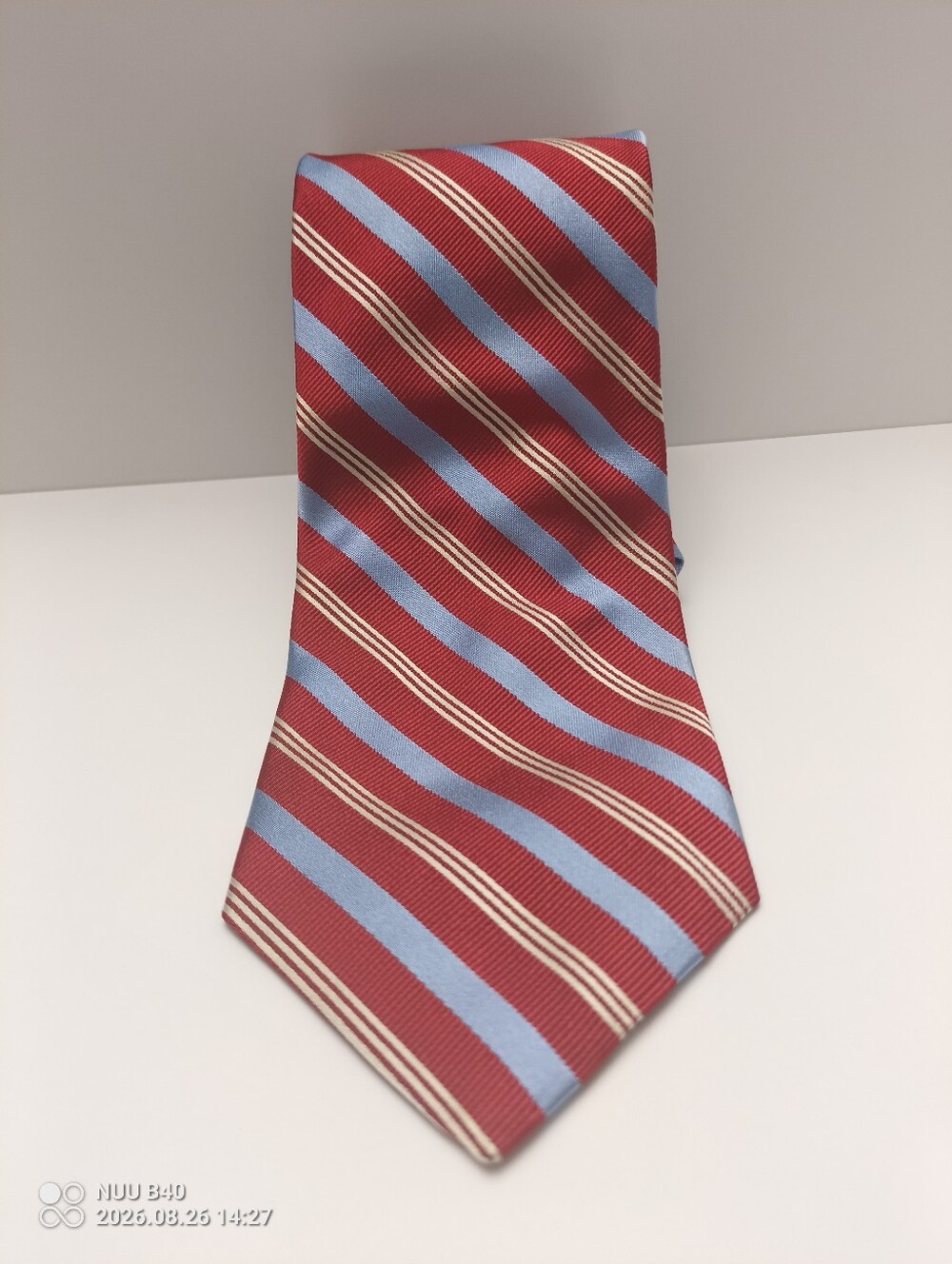 Brooks Brothers Red & Light Blue Striped Silk Tie